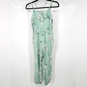 Love Glam Girl Daisy Floral Mint Green Jumpsuit with Pockets